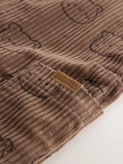 Ours Marron Imprimé - Salopette en velours côtelé (3mths-7yrs)