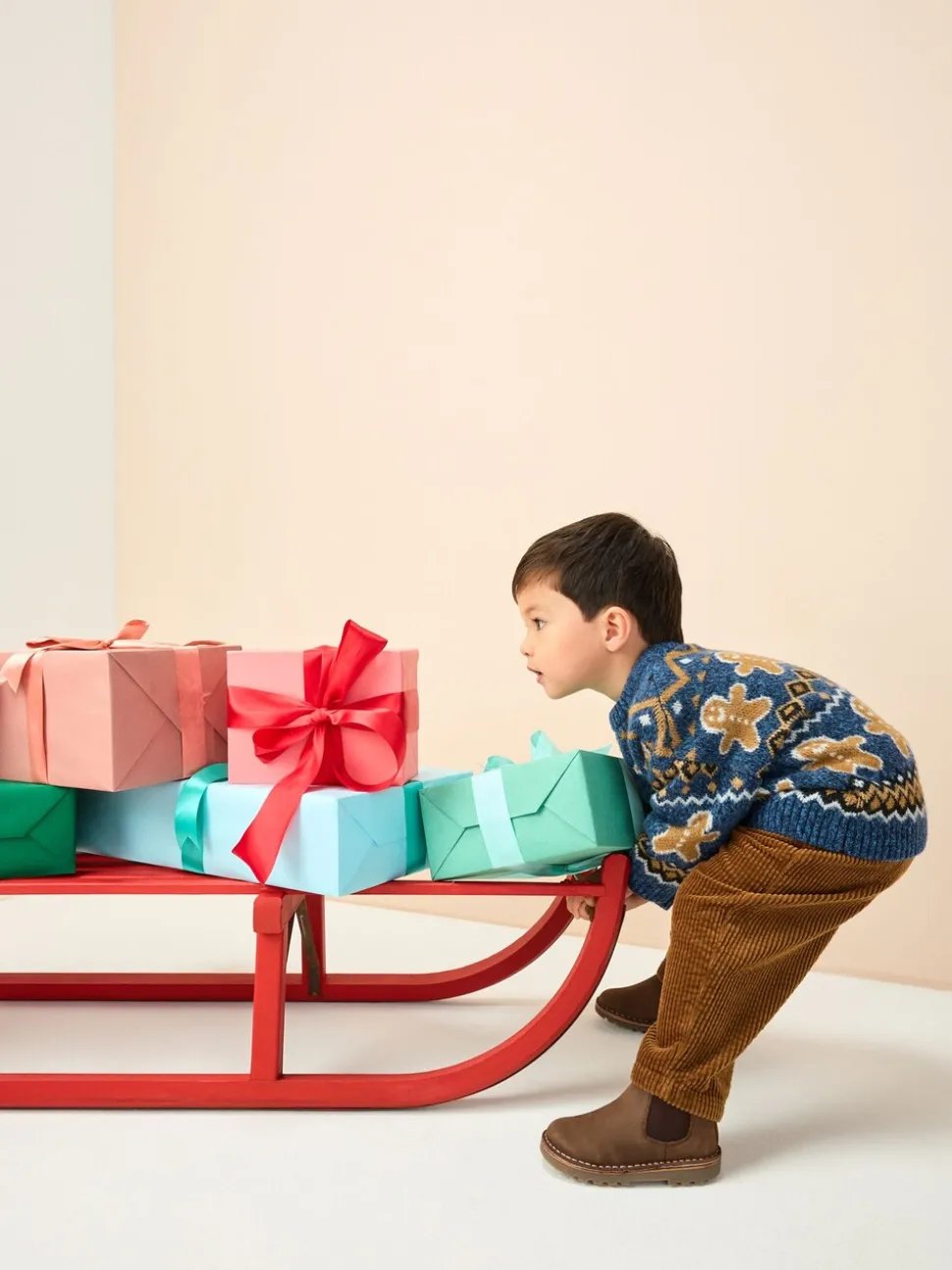 Pain d’épice Bleu bleu marine - Pull de Noël en maille (3 mois-7 ans)