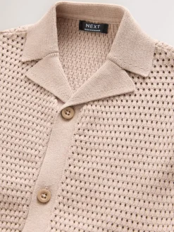 Palmiers neutres - Polo texturé en maille à manches courtes avec col révéré (3mois7ans)