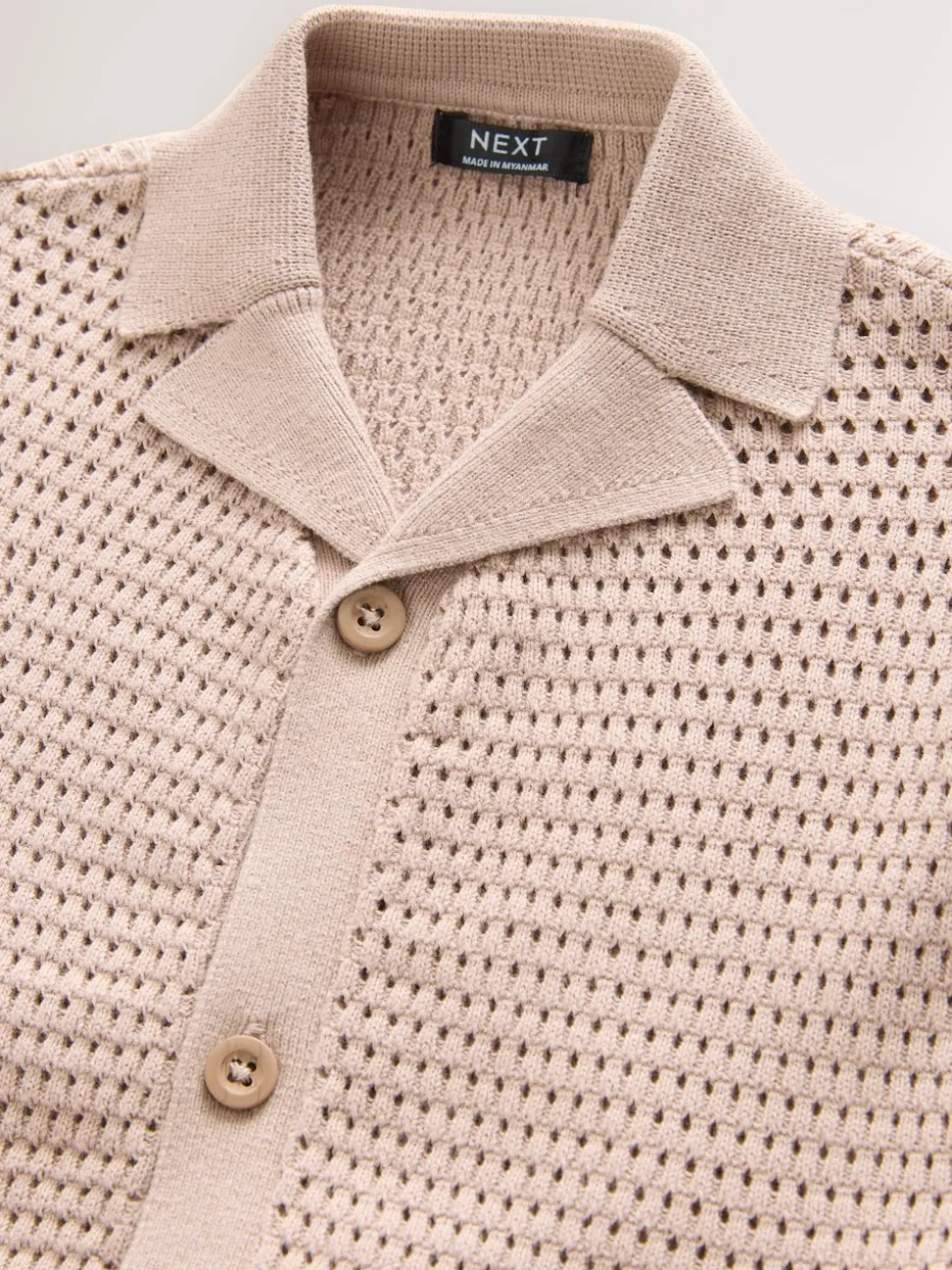 Palmiers neutres - Polo texturé en maille à manches courtes avec col révéré (3mois7ans)