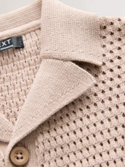 Palmiers neutres - Polo texturé en maille à manches courtes avec col révéré (3mois7ans)