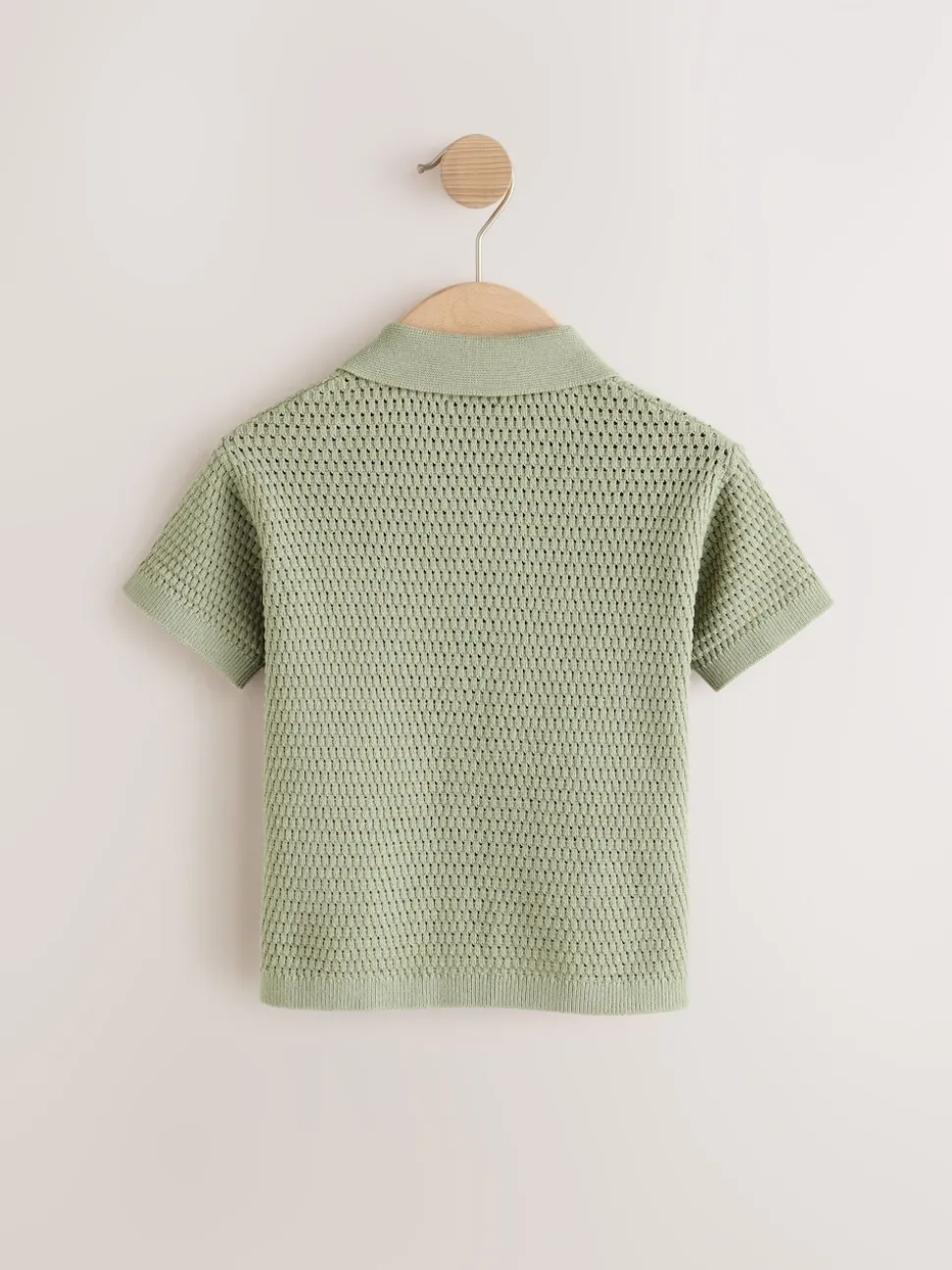 palmiers Vert - Polo texturé en maille à manches courtes avec col révéré (3mois7ans)