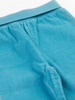 Pantalon Frugi pull up en velours côtelé carotte bleu