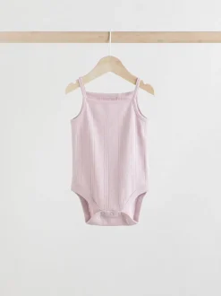 pastel - Lot de 5 bodys débardeurs en maille pointelle pour bébé