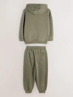 Paul Smith Junior ensemble sweat-shirt à capuche et survêtement vert kaki imprimé zèbre