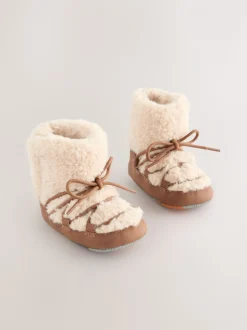 Peau de mouton neutre - Bottes bébé doublées chaudes (0-2 mois)