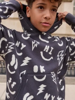 personnage Noir/Blanc - Sweat-shirt tricoté à capuche (3-16yrs)