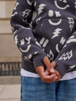 personnage Noir/Blanc - Sweat-shirt tricoté à capuche (3-16yrs)