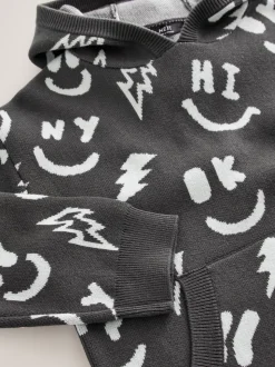 personnage Noir/Blanc - Sweat-shirt tricoté à capuche (3-16yrs)