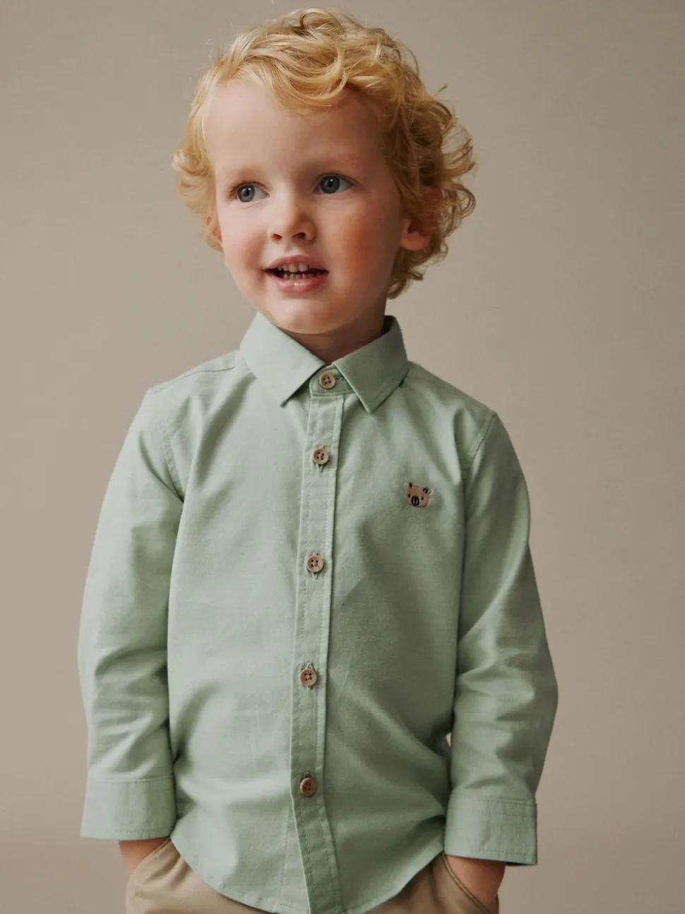 Personnage vert - Chemise Oxford à manches longues (3mths-7yrs)