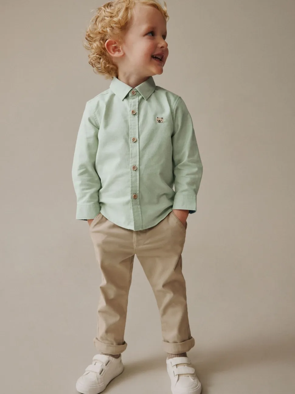 Personnage vert - Chemise Oxford à manches longues (3mths-7yrs)