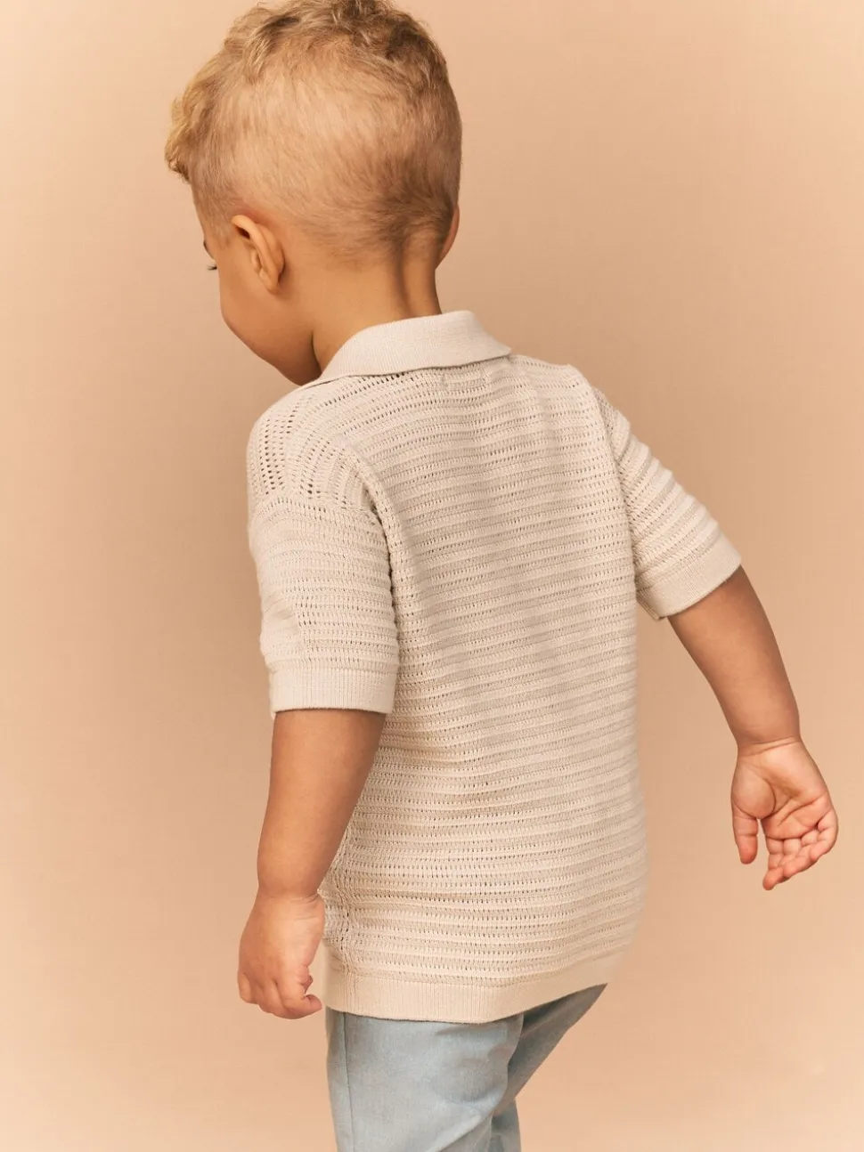 Pierre - Polos texturés à col révéré Manches Courtes en maille 100% coton (3mois -7ans)