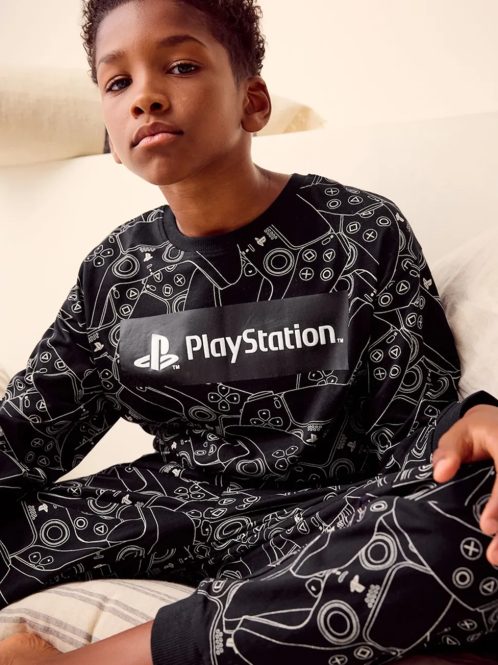 Playstation Noir/Blanc - Pyjama simple à manches longues (3-16ans)