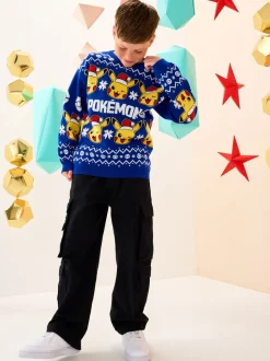 Pokémon bleu vif - Pull de Noël (3-16 ans)