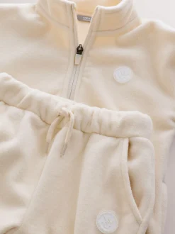 Polaire écru Off White - Ensemble haut demi-zip et jogging (3mois à7ans)