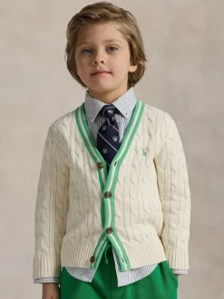 Polo Ralph Lauren garçon en maille torsadée avec détail rayonne Cardigan