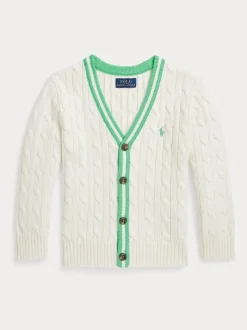 Polo Ralph Lauren garçon en maille torsadée avec détail rayonne Cardigan