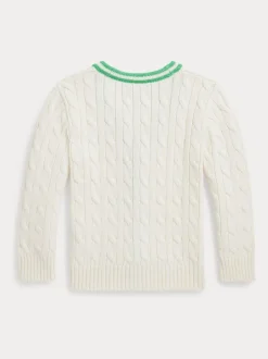 Polo Ralph Lauren garçon en maille torsadée avec détail rayonne Cardigan