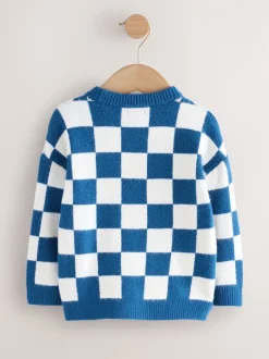 Père Noël bleu cobalt - Pull de Noël en maille (3 mois-7 ans)