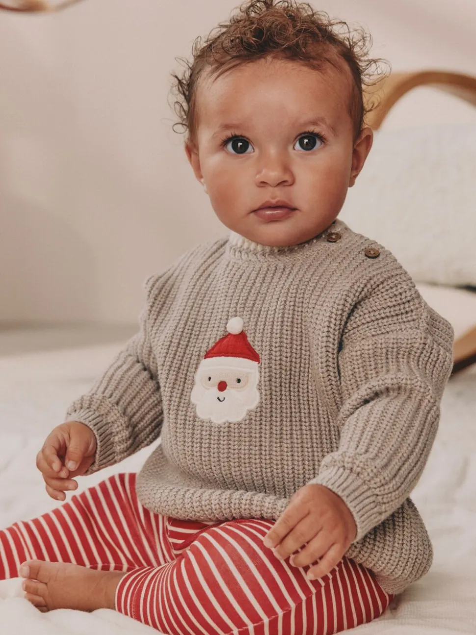 Père Noël en maille - Ensemble pull et legging bébé Noël (0mois-2ans)