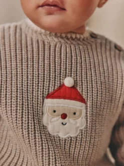 Père Noël en maille - Ensemble pull et legging bébé Noël (0mois-2ans)