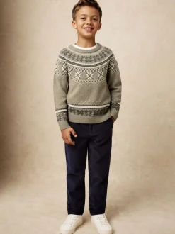 Pull col rond Reiss Sydney Fair Isle en laine