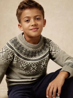 Pull col rond Reiss Sydney Fair Isle en laine