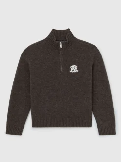 Pull décontracté à demi-zip en mélange de laine coupe unisexe Reiss Curtis