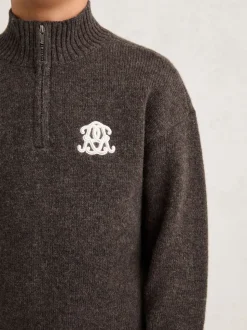 Pull décontracté à demi-zip en mélange de laine coupe unisexe Reiss Curtis