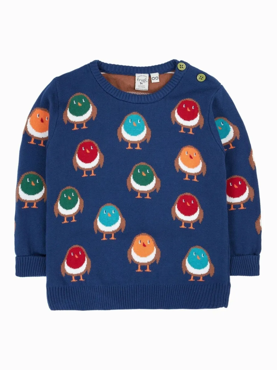 Pull de Noël Frugi Jolly bleu en maille