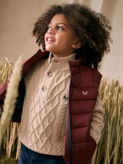 Pull en maille torsadée à col boutonné Crew Clothing 1/2