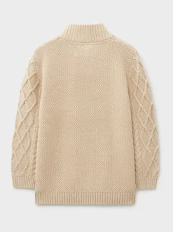 Pull en maille torsadée à col boutonné Crew Clothing 1/2