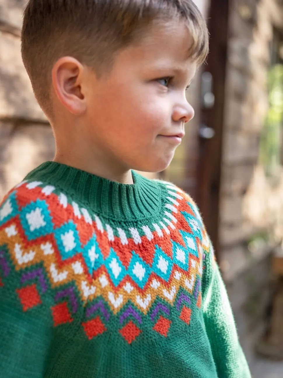 Pull Frugi Fyfe vert en maille