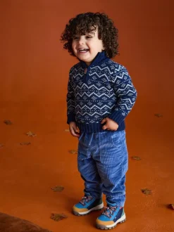 Pull JoJo Maman Bébé Fair Isle en maille à demi-fermeture éclair