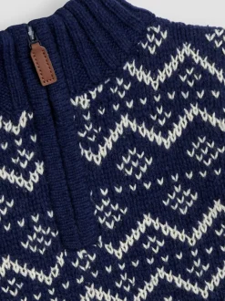 Pull JoJo Maman Bébé Fair Isle en maille à demi-fermeture éclair