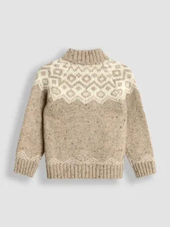 Pull JoJo Maman Bébé Fair Isle en maille à demi-fermeture éclair