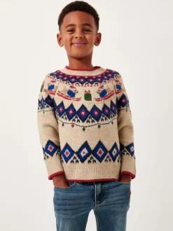 Pull Monsoon Snow Dog Fair Isle