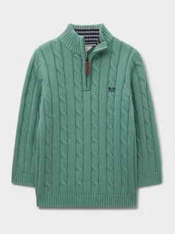 Pull semi-zippé en torsade Crew Clothing Oarsman