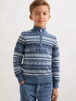 Pulls Reiss Barkley en Blend de laine et cachemire à motif Fair Isle