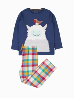 Pyjama de Noël Frugi Caden bleu à carreaux