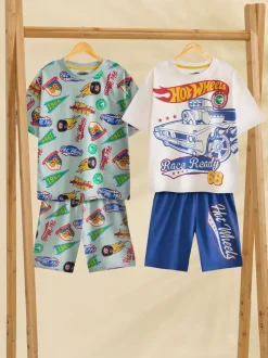 Pyjamas Vanilla Underground Garçons 100% coton Hot Wheels à manches courtes Ensemble de 2