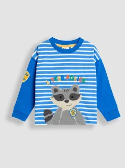 Racoon bleu cobalt - Haut JoJo Maman Bébé Happy Camper appliqué