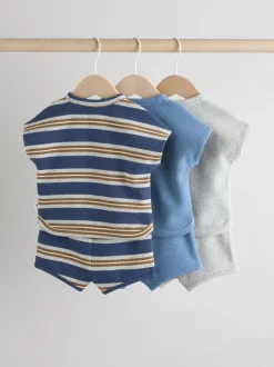 Rayé bleu - Ensemble Hauts et short bébé 6 Pièces (0mois-3ans)