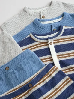 Rayé bleu - Ensemble Hauts et short bébé 6 Pièces (0mois-3ans)