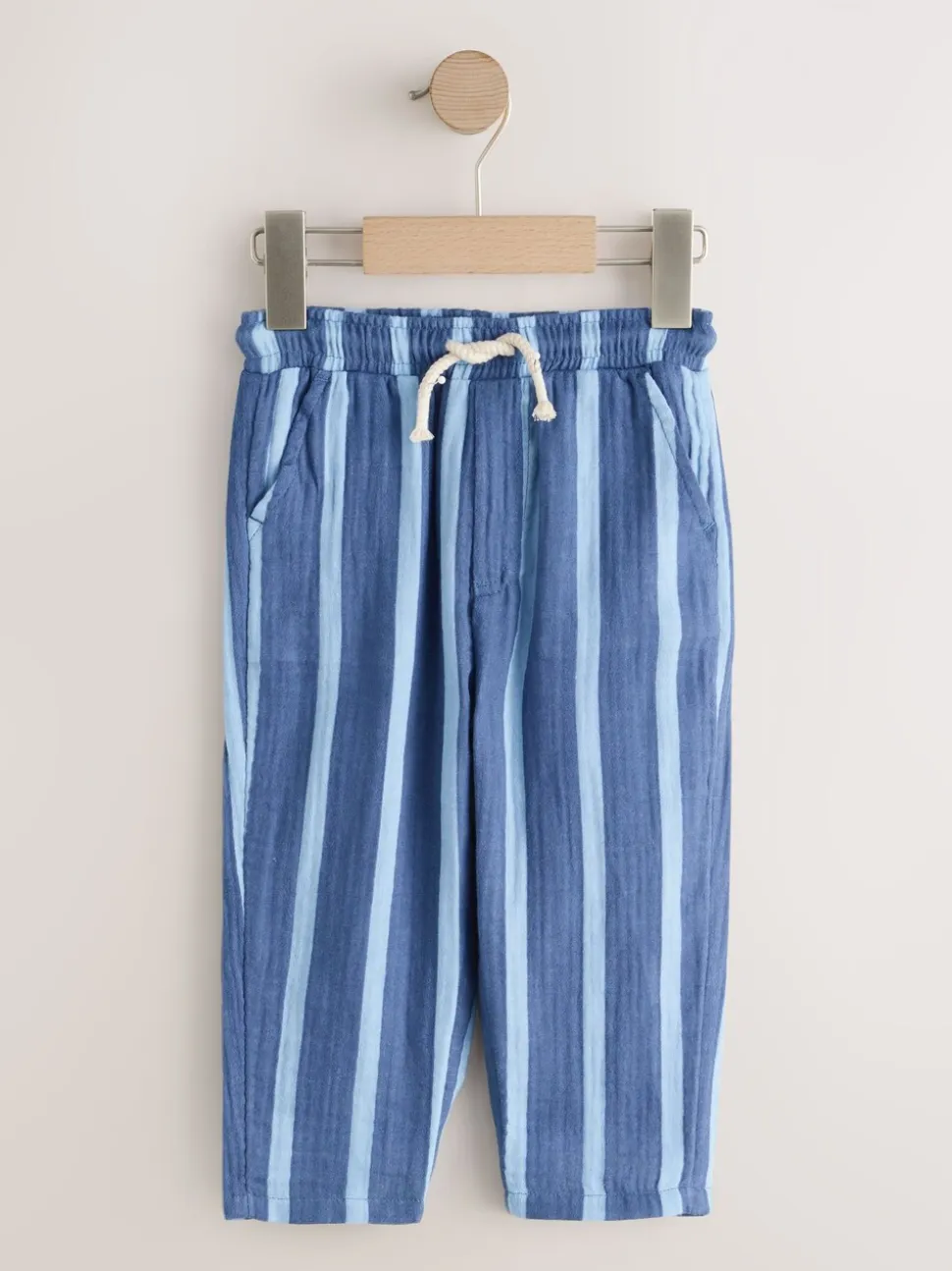 Rayé bleu marine - Pantalons à enfiler texturé doux (3mois-7ans)