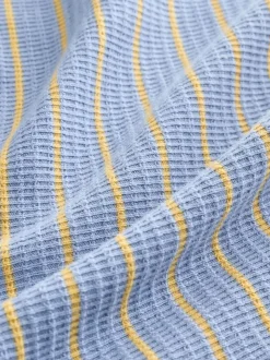 Rayé bleu/jaune - Manches courtes  Henleys T-shirt à col rond (3mths-7yrs)