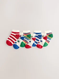 Rayure arc-en-ciel/étoile - Paquet de chaussettes de sport en coton riche 7