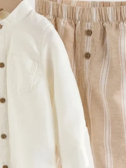 Rayure blanche/orange - Ensemble chemise et pantalon bébé (0mois-3ans)