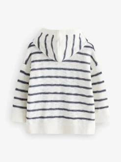 Rayure Ecru - Sweat à capuche en tricot (3mths-7yrs)