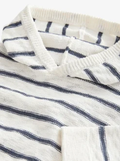 Rayure Ecru - Sweat à capuche en tricot (3mths-7yrs)